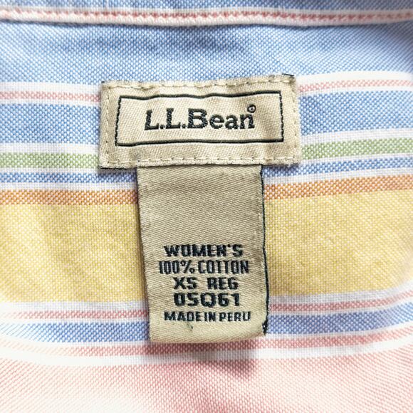 L.L.Bean Women’s Shirt Nautical Preppy Coastal Pastel Stripe Button Down Sz XS - Picture 7 of 7